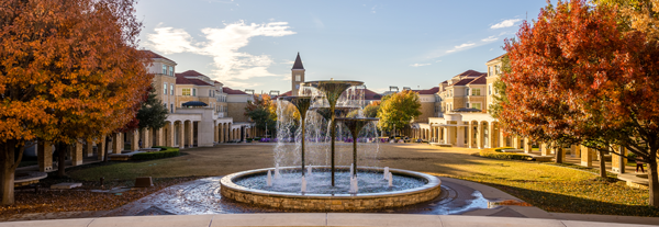 TCU Campus Commons and Frog Fountain